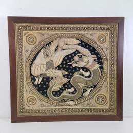 Chinese Embroidery / Dragon Phoenix Asian Tapestry Framed