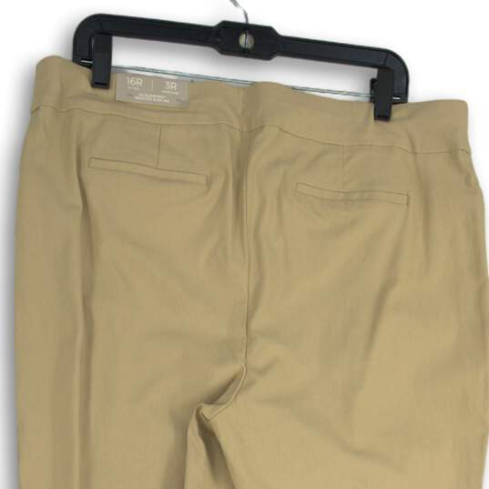 NWT Womens Tan Flat Front Slim Fit Straight Leg Pull-On Ankle Pants Size 3R/16R image number 4