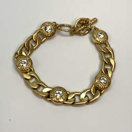 Designer Brighton Gold-Tone Rhinestone Toggle Clasp Link Chain Bracelet