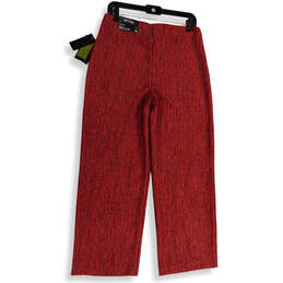 NWT Womens Red Elastic Waist Wide Leg Slim Pull-On Ankle Pants Size 10