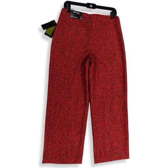 NWT Womens Red Elastic Waist Wide Leg Slim Pull-On Ankle Pants Size 10 image number 1