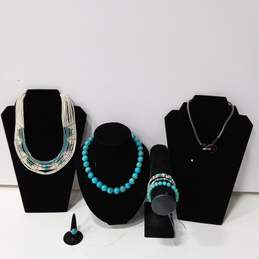Teal & Cream Tones Fashion Jewelry Assorted 6pc Lot