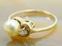 Vintage 14K Yellow Gold Pearl & CZ Ring 1.7g image number 3