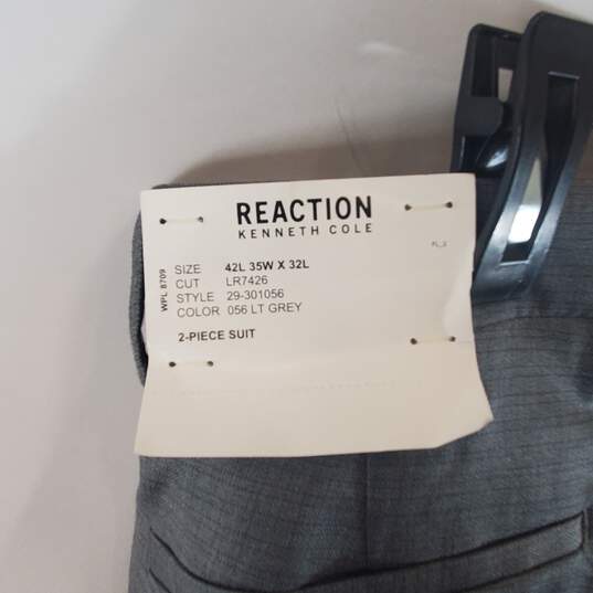 Reaction Kenneth Cole Men Grey 2PCS Suit 42L W35 NWT image number 7