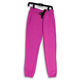 NWT Womens Pink Flat Front Elastic Waist Slash Pocket Jogger Pants Size XS