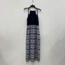 Womens Blue White Geometric Spaghetti Strap Pullover Long Maxi Dress Size 4 alternative image