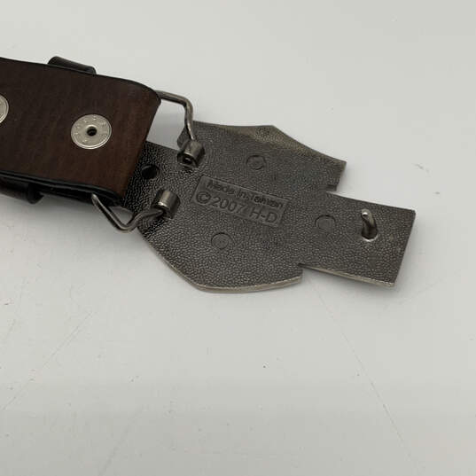 Mens Brown Genuine Leather Interchangeable Buckle Adjustable Belt Size 36 image number 3