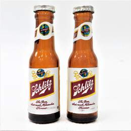 Vintage Glass Schlitz Beer Bottle Salt and Pepper Shakers IOB alternative image
