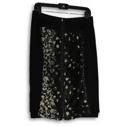 Womens Beige Black Flat Front Fur Back Zip Straight & Pencil Skirt Size M alternative image