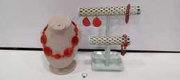 5 Piece Bundle Of Women's Red Themed Costume Jewelry