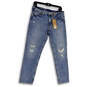 NWT Womens Blue Mid Rise Sienna Slim Distressed Boyfriend Jeans Size 2/26 image number 1