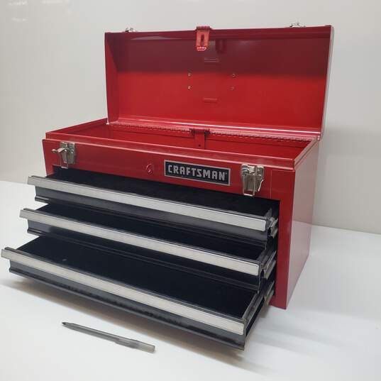 CRAFTSMAN Red 3-Shelf Metal Toolbox Untested P/R Approx. 21x9x12 In. image number 1