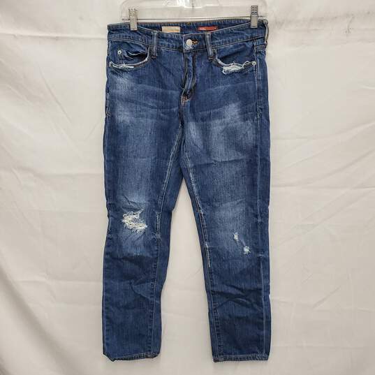 Pilcro WM's Distressed Slim Boyfriend Crop Blue Denim Jeans Size 26 x 26 image number 1