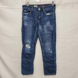 Pilcro WM's Distressed Slim Boyfriend Crop Blue Denim Jeans Size 26 x 26