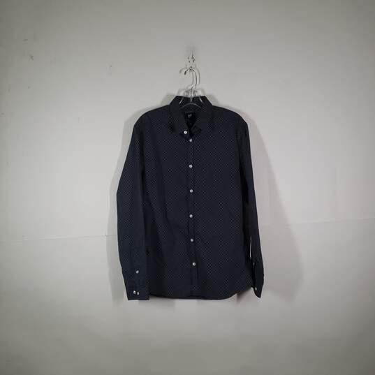 Mens Polka Dot Regular Fit Long Sleeve Collared Button-Up Shirt Size M image number 1