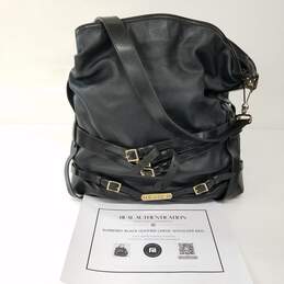 Burberry Gosford Black Leather Bridle Hobo Tote Bag