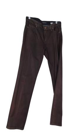 Womens Brown Premium Denim Dark Wash Pockets Straight Jeans Size 6