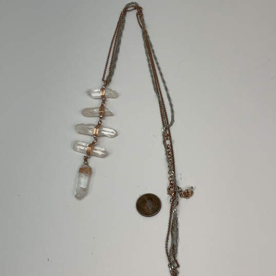 Designer Lucky Brand Two-Tone Clear Crystal Stone Adjustable Chain Necklace image number 3