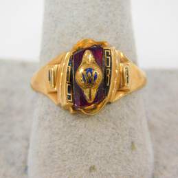 Vintage 10k Yellow Gold Red Spinel Class Ring 4.1g alternative image