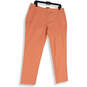 Womens Orange Flat Front Slash Pockets Straight Leg Dress Pants Size 12 image number 1