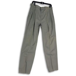 NWT Mens Gray Pleated Pockets Classic Fit Straight Leg Dress Pants Sz 34x34