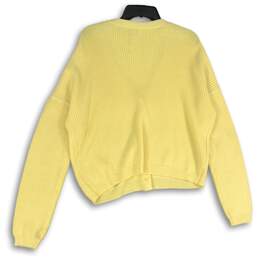 NWT Womens Yellow Knit Long Sleeve Button Front Cardigan Sweater Size L alternative image