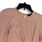 Womens Pink Round Neck Cut Out Back 3/4 Sleeve Front Knot Blouse Top Size 4 image number 4