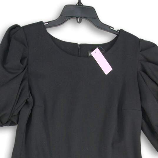 NWT New York & Company Womens Black Flutter Sleeve Back Zip Sheath Dress Size L image number 3