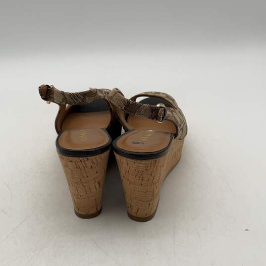 Coach Womens Brown Tan Signature Print Wedge Heel Slingback Sandals Size 8B image number 4