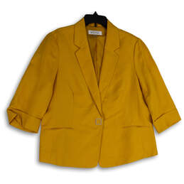 Womens Yellow Notch Lapel Single Breasted One Button Blazer Size 18