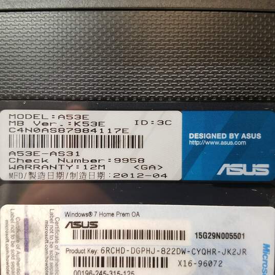 ASUS A53E (15.6) Intel Core i3 (For Parts/Repair) image number 7