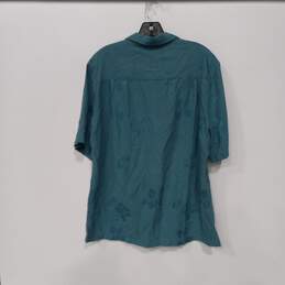 Mens Green Silk Floral Short Sleeve Collar Hawaiian Button-Up Shirt Size M alternative image