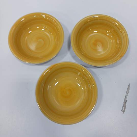 3 Philippe Richard Swirl Yellow China Soup Bowls 7" image number 1