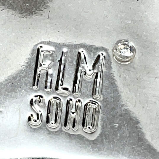 Designer Rlm Soho Silver-Tone Turquoise Square Hammered Dangle Earrings image number 4