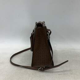 Guess Womens Brown Leather Signature Print Zipper Pockets Satchel Bag Purse alternative image
