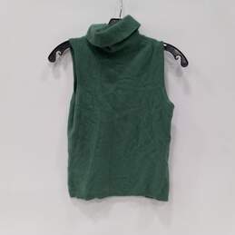Lord & Taylor Women's Green Cashmere Turtleneck Tank Top Size M