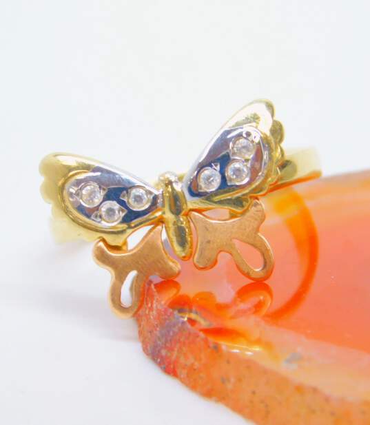 14K Yellow & Rose Gold CZ Butterfly Ring 2.6g image number 2