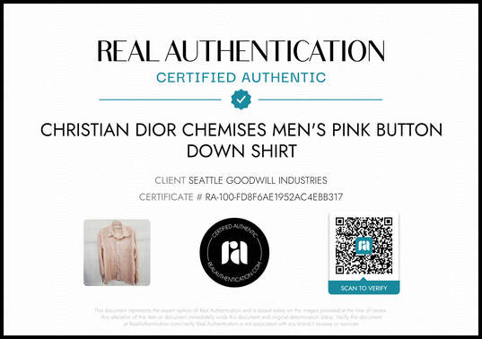 Christian Dior Chemises Men's Pink Button Down Shirt Size XL - AUTHENTICATED image number 6