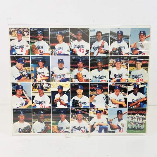 Set of Los Angeles Dodgers Uncut Trading Card Sheets in Acrylic Frame image number 3
