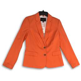 NWT Banana Republic Womens Orange Notch Lapel Long Sleeve Two Button Blazer Sz 6