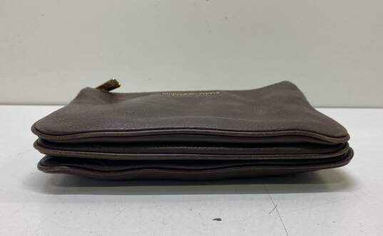 Michael Kors Brown Leather Triple Zip Accordion Crossbody Bag image number 4