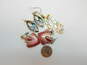 Jon St Paul & Artisan Goldtone Cloisonne Enamel Pink Fan Colorful Flower & Floral Butterfly Drop Earrings Variety 19.5g image number 3