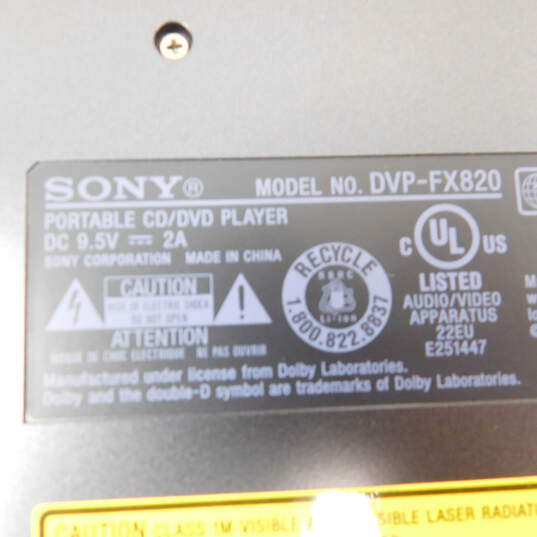 Sony 9.5v DVP-FX820 Hi-Res Portable DVD Player 8inch W/ Battery Untested For P&R image number 10