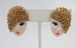 Vintage Originals By Elvira & Jackie Porcelain Flapper Clip Earrings