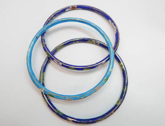 (3) Vintage Colorful Enamel Cloissone Bangle Bracelets 37.1g image number 4