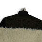 Womens White Black Faux Fur Embellished Long Sleeve Jacket Size Medium image number 4