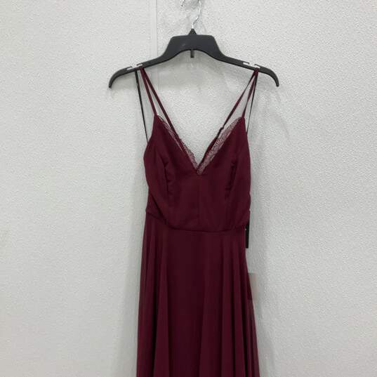 NWT Lulus Womens Maroon V-Neck Sleeveless Pullover Maxi Dress Size Small image number 1