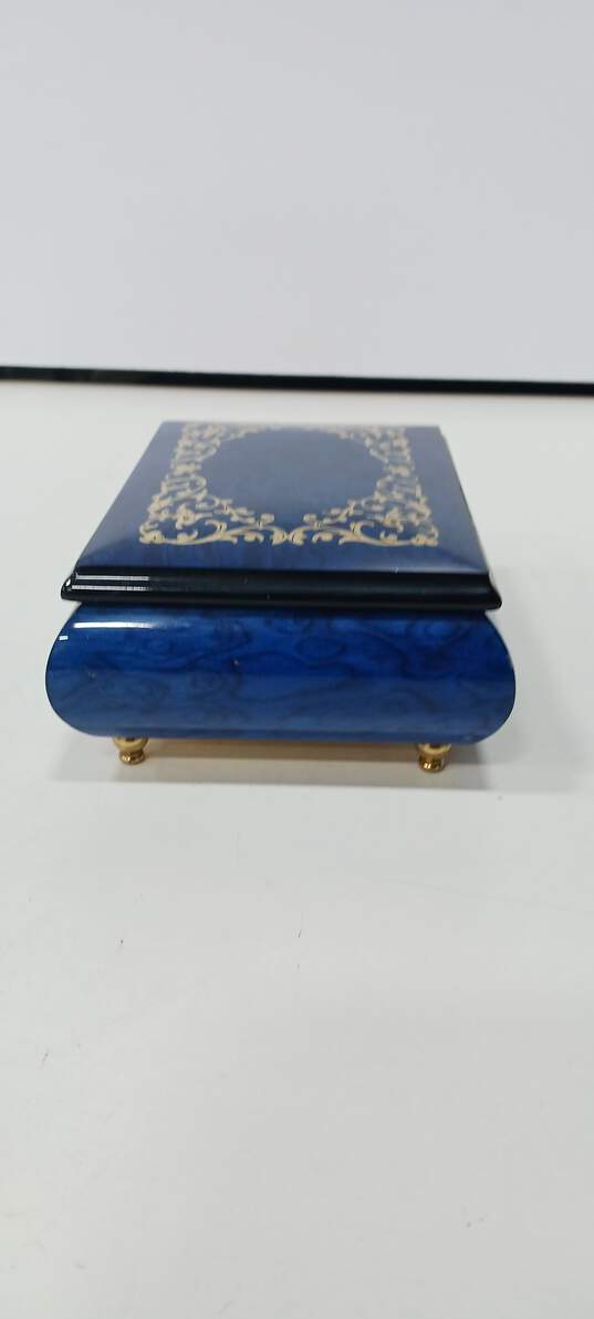 Blue Wood Handmade Italian Musical Jewelry Box image number 3