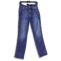 NWT Womens Blue Denim 5-Pocket Design Kimmie Straight Leg Jeans Size 28