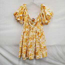 NWT Abercrombie & Fitch Puff Sleeve Yellow Cotton Knee Length Dress Size XL alternative image